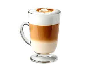 Latte macchiato in glass isolated on transparent background