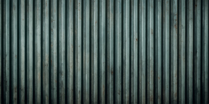 An abstract industrial design featuring a blue metallic corrugated wall with striped lines and a gray textured steel surface for a modern material background