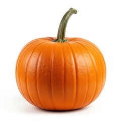 Obraz premium A vibrant orange pumpkin centered on a pure white backdrop, perfect for seasonal designs and clean holiday themes, object, organic, cutout