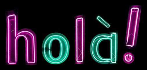 hol&agrave;! luces de ne&oacute;n rosas y verdes
