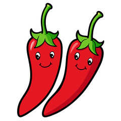 A fresh red hot chili pepper illustration features a spicy vegetable vector icon isolated on a white background as a healthy food ingredient