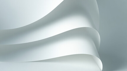 4K Modern White Architectural Wave Pattern. Minimalist Curved Lines and Light Interaction for Business Backdrop.