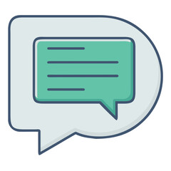 Chat Message Icon — Rounded Speech Bubble, Minimal Line Vector (SVG)