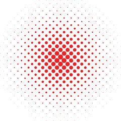 Vibrant red halftone circle gradient background with a retro comic book pop art texture effect
