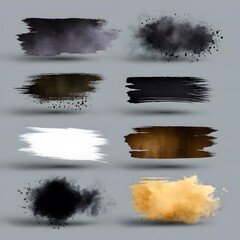 Abstract watercolor brush strokes in various colors including black, white, gold, and gray, creating a textured background for artistic design and creative projects