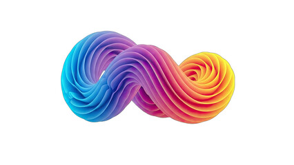 Abstract 3D Shape Twisting with Gradient Colors on White Background