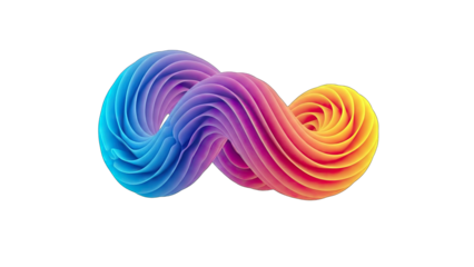 Abstract 3D Shape Twisting with Gradient Colors on White Background