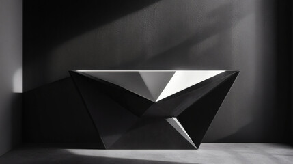 Geometric holiday console table with minimalist arrangement