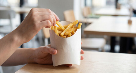 Mockup of potato chip packaging in a person's hand