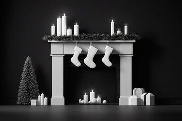 Geometric holiday mantelpiece with minimalist decor