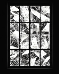 Geometric holiday window silhouette with frost