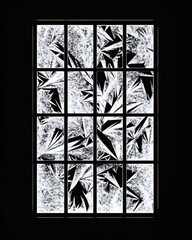 Geometric holiday window silhouette with frost