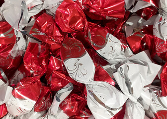 Hungarian christmas sweetness handmade parlour candy. Original christmas sweetness from Hungary name is szaloncukor aka parlour candy. Sweetness fondant in colorful metal wrapping