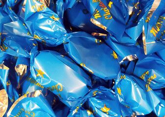 Hungarian christmas sweetness handmade parlour candy. Original christmas sweetness from Hungary name is szaloncukor aka parlour candy. Sweetness fondant in colorful metal wrapping