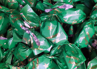 Hungarian christmas sweetness handmade parlour candy. Original christmas sweetness from Hungary name is szaloncukor aka parlour candy. Sweetness fondant in colorful metal wrapping