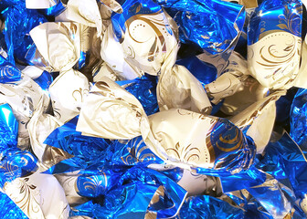 Hungarian christmas sweetness handmade parlour candy. Original christmas sweetness from Hungary name is szaloncukor aka parlour candy. Sweetness fondant in colorful metal wrapping