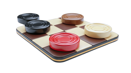 Checkers Game with Pieces on Board, Isolated