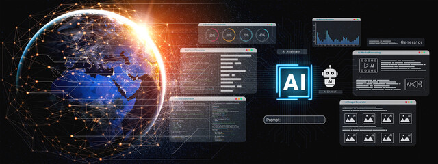 AI assistant dashboard for code, media, and image generation with performance analytics and chatbot modules Parse
