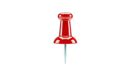 Red Push Pin Isolated on White Background