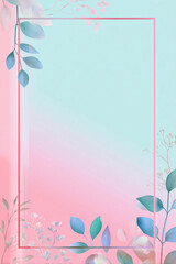 Floral design with pink and blue colors in a blank frame