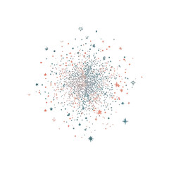 Obraz premium Elegant Confetti Burst Pastel Stars and Dots on White