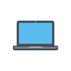 Flat Design Laptop Icon on White Background