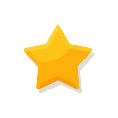 Obraz premium Shiny Yellow Star with Shadow on White Background