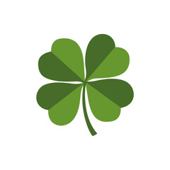 Simple Four-Leaf Clover Icon Isolated on White
