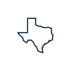 Simple Blue Texas Outline Map on White Background