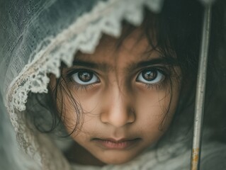 portrait of a young girl with a veil