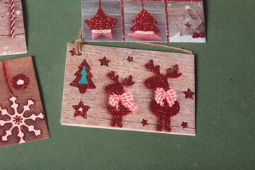 Merry Christmas cards on a green background