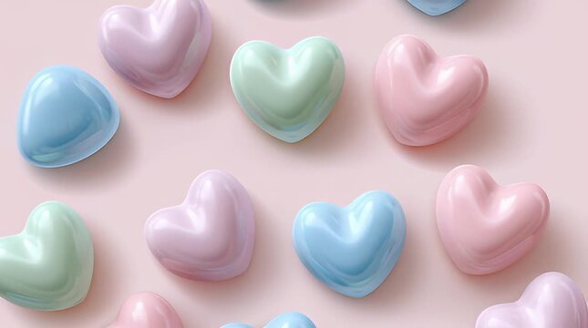 Pastellfarbene Herzformen als sanfter abstrakter Hintergrund f&uuml;r Liebe und Harmonie