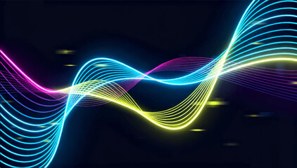 Neon trail bright neon lines with a glow effect and a slight blur in motion modern, urban style. Suitable for music videos, tech design and logos. Vector. EPS_02. © Dzianis