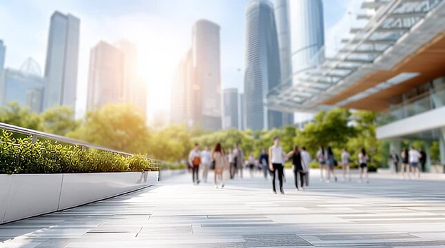 Moderne Stadtlandschaft mit Menschen im urbanen Raum bei Tageslicht
