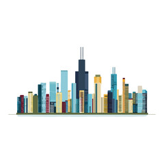 Obraz premium Chicago Skyline Illustration Modern Cityscape Design Asset