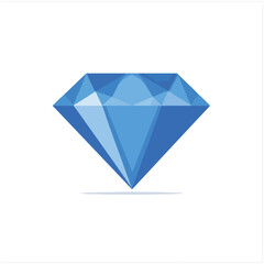 Elegant Blue Diamond on White Background, Minimalist Design