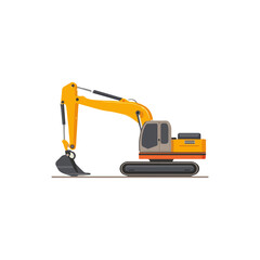 Fototapeta premium Minimalist Yellow Excavator Illustration on White Background