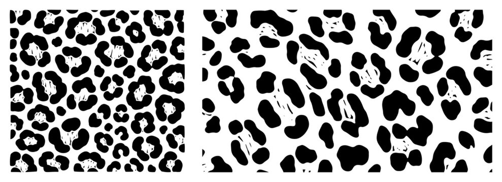 Decorative leopard skin spots and animal print texture vector background set