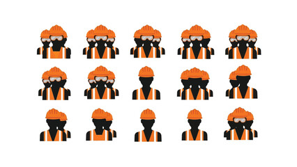 Multiple Construction Workers Wearing Hard Hats.