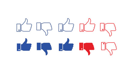 Thumbs Up and Down Icons in Various Colors.