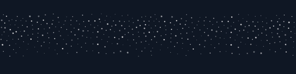 Silver stars vector background, sparkling Christmas confetti falling isolated on white. magic shining flying stars glitter backdrop, sparkle border © Good Goods