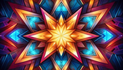 colorful geometric kaleidoscope design creating a stunning star shape