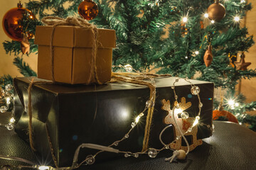 Christmas theme with gifts and decorations