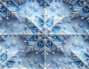 Snowflake seamless pattern with delicate symmetrical details