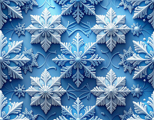 Snowflake seamless pattern with delicate symmetrical details