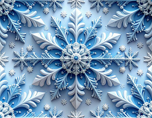 Snowflake seamless pattern with delicate symmetrical details