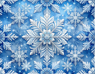 Snowflake seamless pattern with delicate symmetrical details