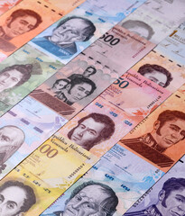 Venezuelan bolivar, cash, currency of Venezuela, banknotes for transactions. Venezuelan bolivar
