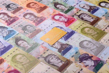 A credit card for contactless cashless payments via a terminal or online. A credit card