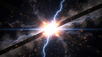 Lightning Strike Explosion - Power Surge Energy Burst Electric Arc.